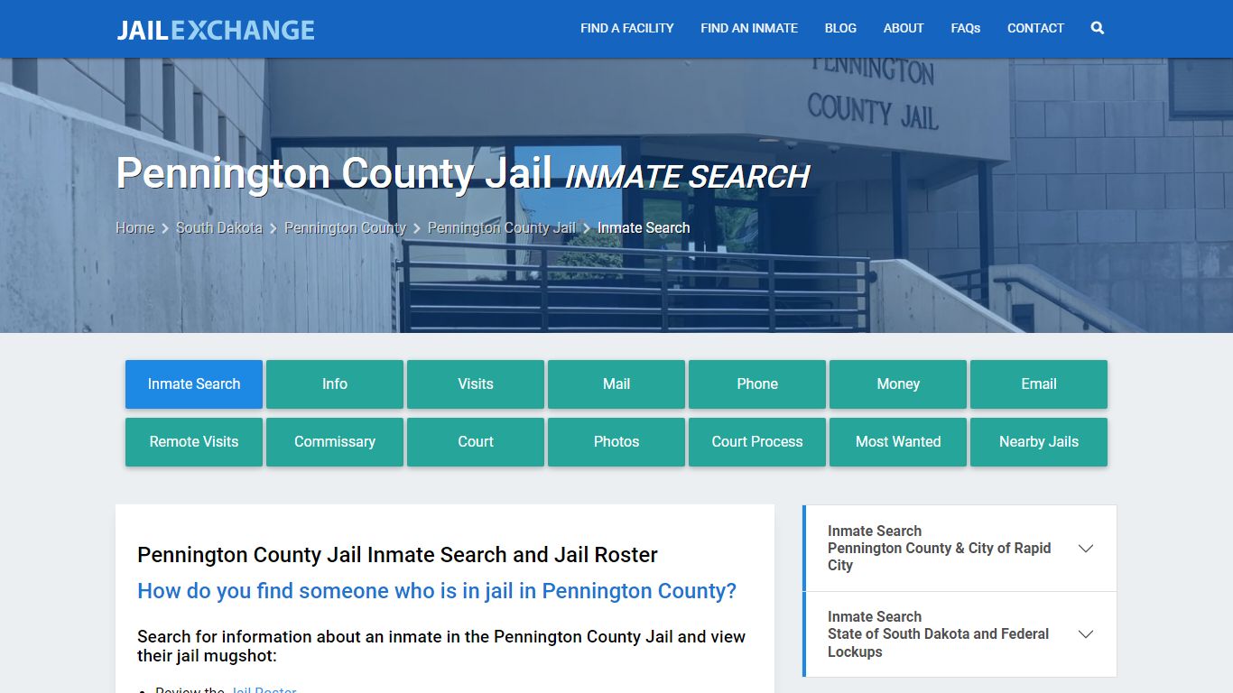 Inmate Search: Roster & Mugshots - Pennington County Jail, SD